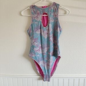 Floral Blue and Pink Women Swim One Piece